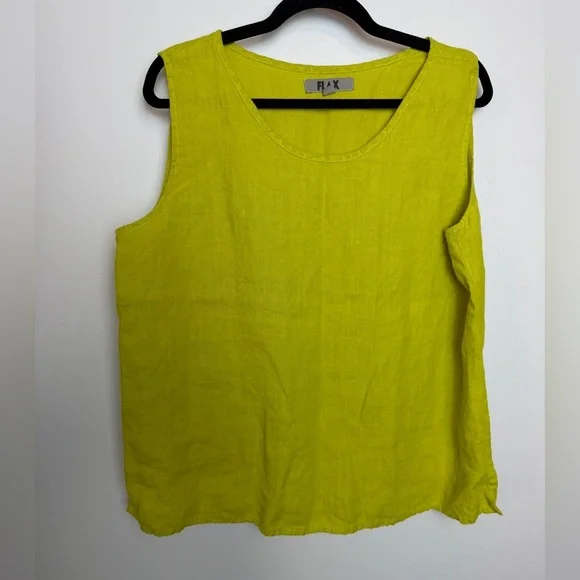 FLAX 100% linen 2 piece set Lagenlook cardigan and tank sz L maximalist layering - Picture 4 of 7